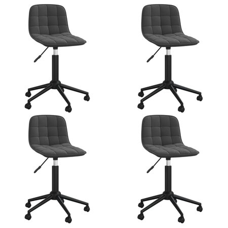 vidaXL Chaises pivotantes à manger lot de 4 noir velours