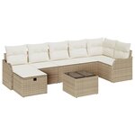 vidaXL Ensemble de canapé de jardin 8 Pièces Beige Poly rotin