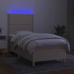 vidaXL Sommier à lattes de lit et matelas et LED Crème 90x190 cm Tissu