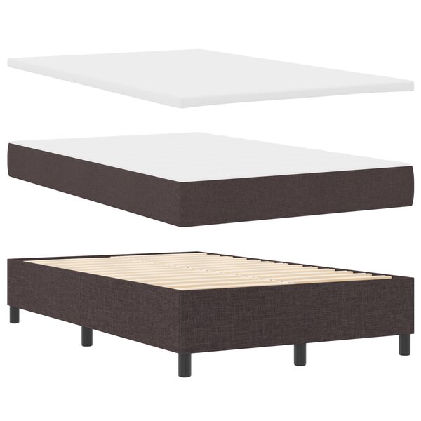 vidaXL Lit avec Sommier avec Matelas & Banc Marron Foncé 120x200 cm Tissu