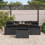 vidaXL Ensemble de canapé de jardin 5 Pièces Noir Poly rotin