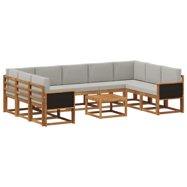 vidaXL Ensemble de canapés d'extérieur 10 Pièces Naturel et gris clair