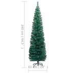 Vidaxl sapin de noël artificiel mince et led et support vert 240cm pvc