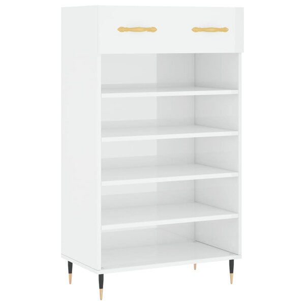 vidaXL Armoire à chaussure Blanc brillant 60x35x105 cm Bois ingénierie