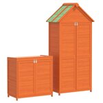 vidaXL Ensemble de remise à outils de jardin 2 Pièces marron pin massif