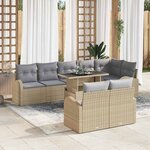 vidaXL Ensemble de canapé de jardin 9 Pièces Beige Poly rotin