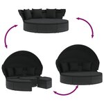 vidaXL Lit de repos d'extérieur avec auvent et coussins résine tressée