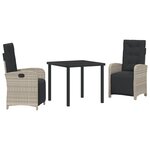 vidaXL Ensemble de salle à manger de jardin 3 pièces avec coussins gris clair en poly rotin.