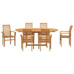 vidaXL Ensemble de salle à manger pour jardin Autre 7 Pièces Marron