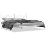 vidaXL Cadre de lit métal sans matelas et tête de lit blanc 200x200 cm