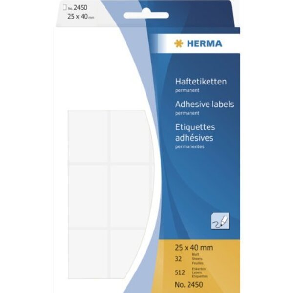 Etiquettes multi-usage, 25 x 40mm, blanc pack de 512 herma