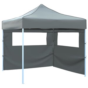 vidaXL Tente de réception escamotable avec 2 parois 3x3 m Anthracite