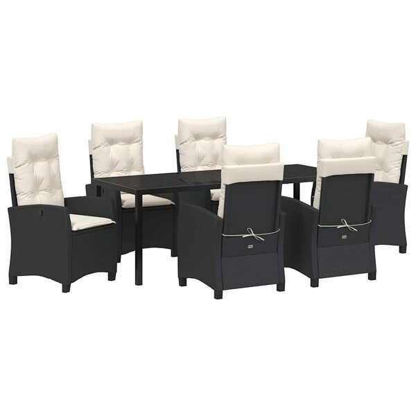 vidaXL Ensemble de salle à manger pour jardin 7 pc Noir polyrotin