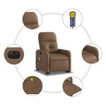 vidaXL Fauteuil inclinable de massage électrique Marron Tissu