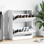 vidaXL Meuble à chaussures en bois avec 2 compartiments Blanc