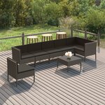 vidaXL Salon de jardin 8 Pièces avec coussins résine tressée gris