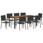 vidaXL Ensemble de salle à manger pour jardin 9 Pièces Noir polyrotin