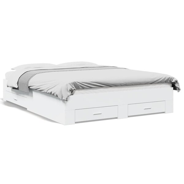 vidaXL Cadre de lit avec tiroirs sans matelas blanc 160x200 cm