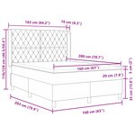 Lit Box Spring vidaXL avec Matelas Gris Foncé 160x200 cm Velours