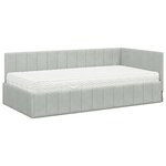 vidaXL Cadre de lit d'angle avec matelas 2 Pièces Gris clair Velours