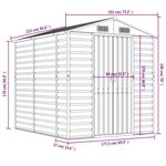 vidaXL Abri de jardin gris clair 191x215x198 cm acier galvanisé