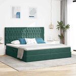vidaXL Lit de rangement LED avec matelas Vert foncé 200 x 200 cm