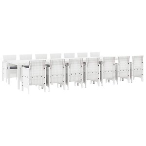 vidaXL Ensemble de salle à manger de jardin avec coussins 15 Pièces Blanc