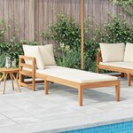 vidaXL Chaise longue avec 1 accoudoir Blanc crème Bois d'acacia solide