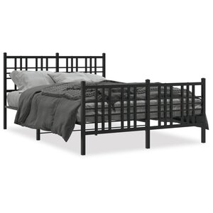 vidaXL Cadre de lit métal sans matelas avec pied de lit noir 137x190cm