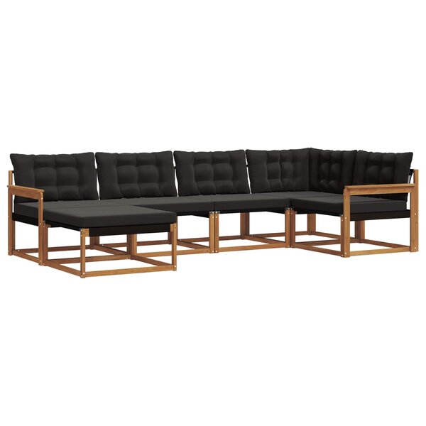 vidaXL Ensemble de canapés d'extérieur 6 pc Naturel et Noir