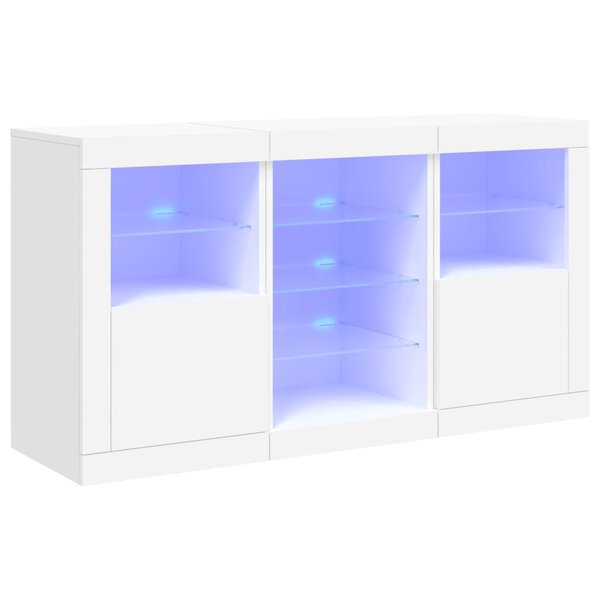 vidaXL Buffet avec lumières LED blanc 123x37x67 cm