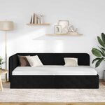 vidaXL Cadre de lit d'angle avec tête de lit Noir 100 x 200 cm tissu