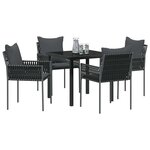 vidaXL Ensemble de salle à manger pour jardin 5 Pièces Noir Poly rotin