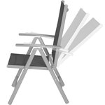 Tectake lot de 6 chaises de jardin pliantes en aluminium - noir/gris