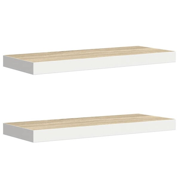 vidaXL Étagères flottantes 2 Pièces chêne et blanc 60x23 5x3 8 cm MDF