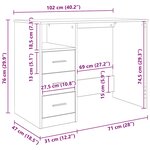 vidaXL Bureau chêne artisanal 102x50x76 cm bois d'ingénierie