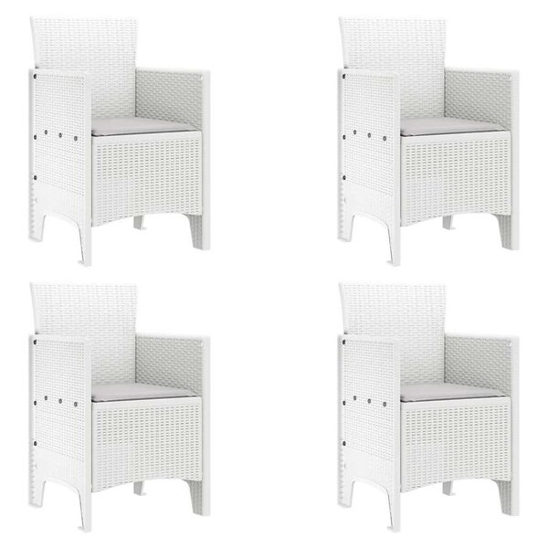 vidaXL Chaise de jardin 4 pc Blanc Polypropylène