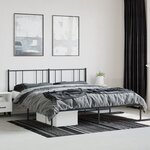 vidaXL Cadre de lit métal sans matelas avec tête de lit noir 200x200cm