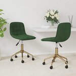 vidaXL Chaises pivotantes à manger lot de 2 vert foncé velours