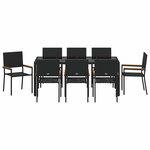 vidaXL Ensemble de salle à manger pour jardin 9 Pièces Noir