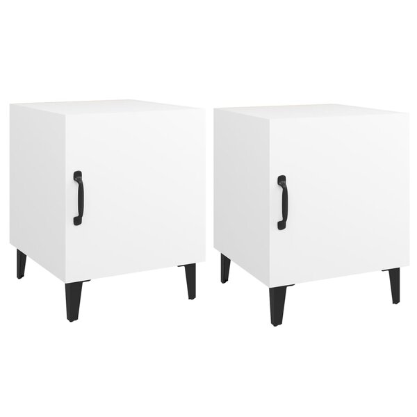 vidaXL Tables de chevet 2 Pièces Blanc Bois d'ingénierie