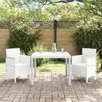 vidaXL Ensemble de salle à manger pour jardin 3 Pièces Blanc Rattan Polt