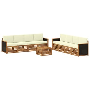 vidaXL Ensemble de canapés d'extérieur 9 pc Naturel et Crème