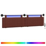 vidaXL Tête de lit suspendue Avec lumière LED Brun Brillant PU antique