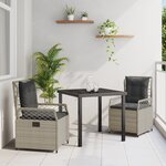 vidaXL Set de Dîner de Jardin 3 Pièces Gris Clair Poly Rotin