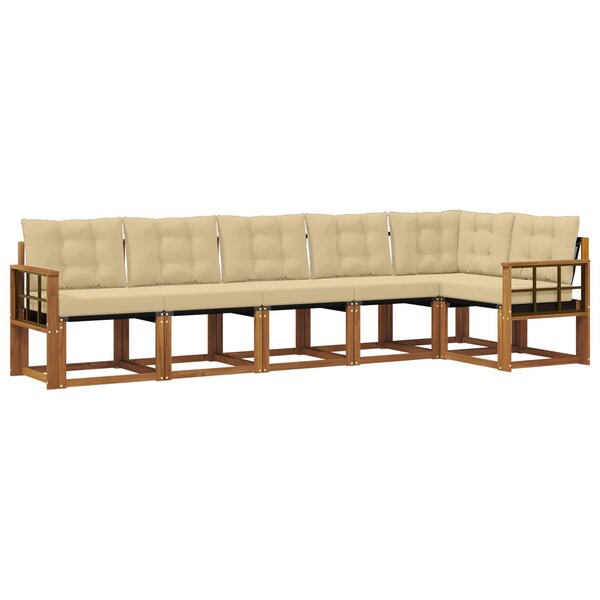 vidaXL Ensemble de canapés d'extérieur 6 Pièces Naturel et Beige