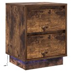 vidaXL Tables de Nuit avec Lumières LED 2 pièces Chêne Fumé 39x34.5x50 cm