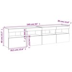 vidaXL Meubles TV muraux et lumières LED 2Pièces gris béton 80x30x40 cm