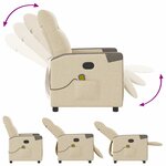 vidaXL Fauteuil de massage inclinable Crème Tissu