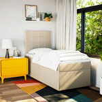 vidaXL Sommier à lattes de lit avec matelas Crème 100x200 cm Tissu